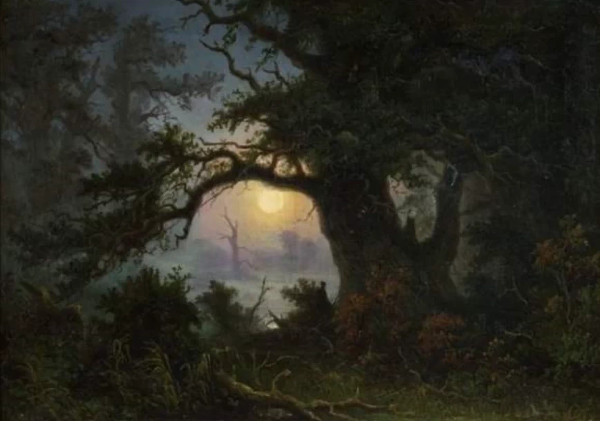 Un paesaggio meraviglioso al chiaro di luna